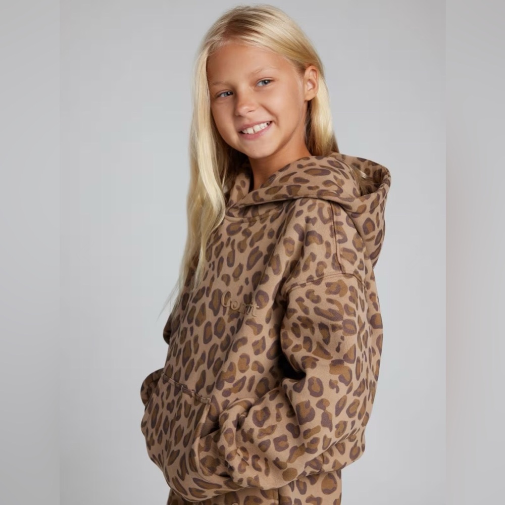 Comfrt Minimalist Kids Hoodie – Brown Leopard – Size M NWT